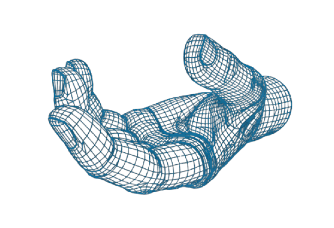 AI wireframe hand illustration